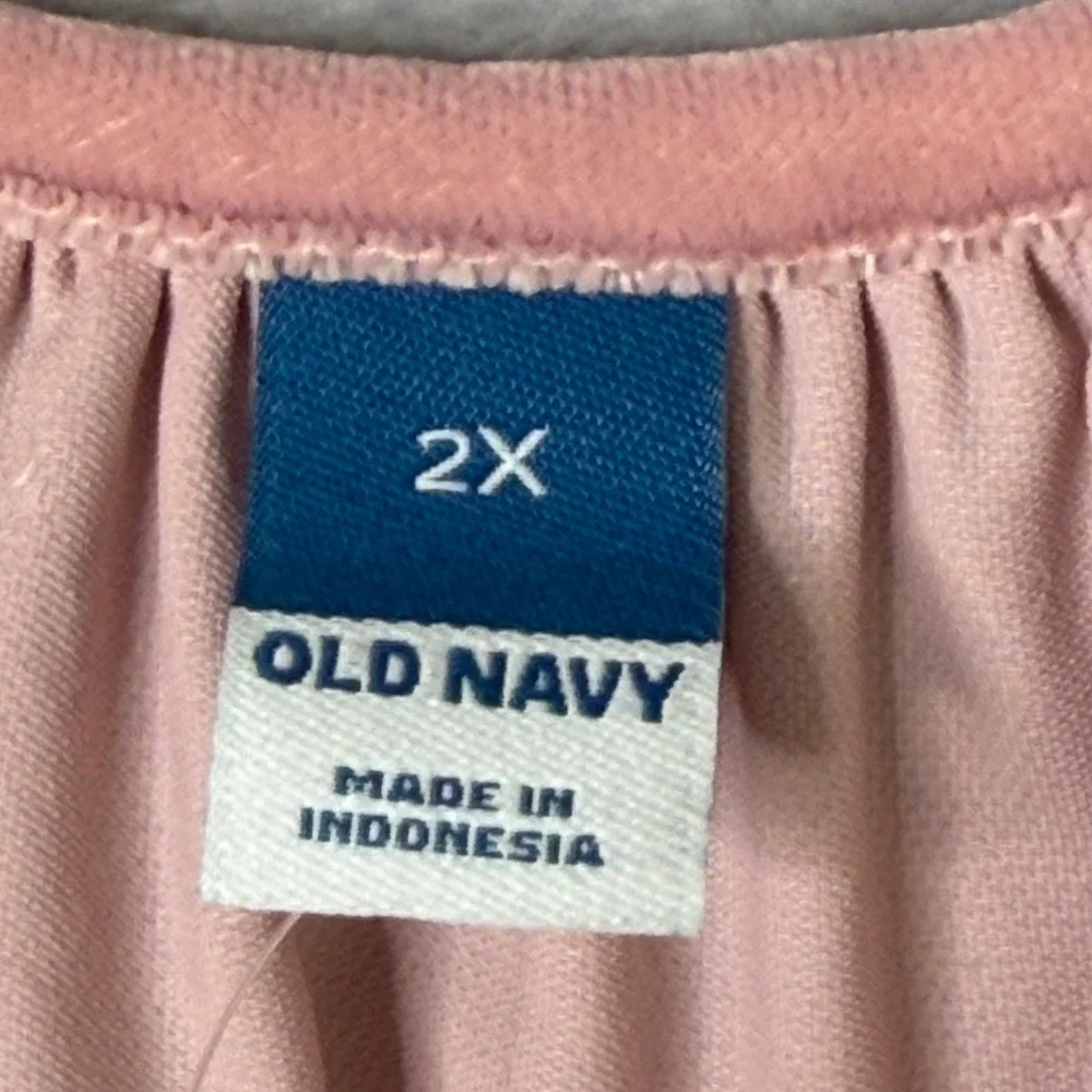 New Old Navy‎ Split Neck Velvet Swing Top Womens Plus Size 2X Pink Puff Sleeve
